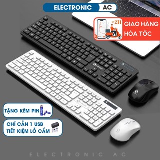 Bàn Phím Không Dây Kèm Chuột Máy Tính Combo USB Wireless 2.4Ghzz