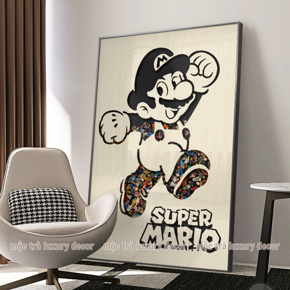 Tranh super mario chuột mickey nhân vật disneyland size lớn chất vải canvas decor phòng khách phòng 