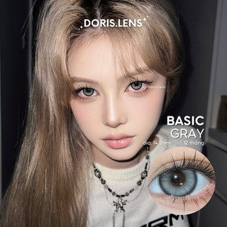  Kính Áp Tròng DORIS.LENS - BASIC GRAY Giãn Nhẹ 14.2mm Lens Mắt Xám Tây Sáng Có Viền 0 Đến 10 Độ Lệch 