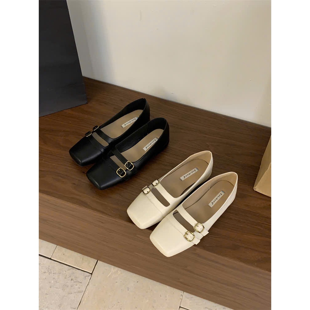 Giày búp bê nữ mũi vuông 506-3 fulbox - HACHI SHOES