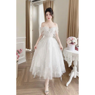 Đầm midi mặc cưới TRIPBLE T DRESS sang trọng trễ vai - size S/M/L