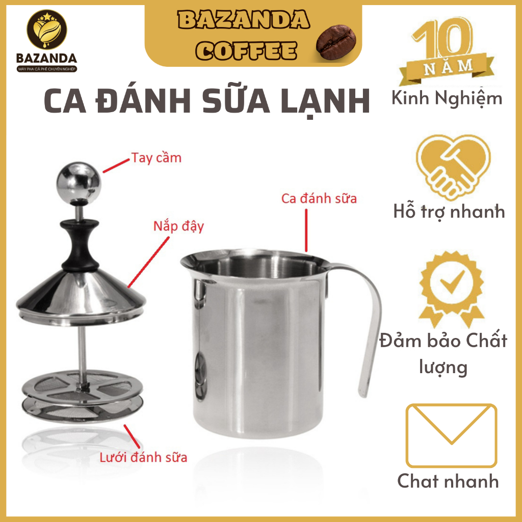 Ca đánh sữa lạnh Inox Loại 800ML cho pha chế