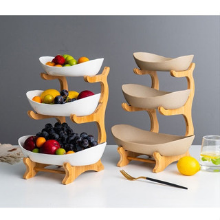 Kệ sứ Đĩa sứ 2 tầng và 3 tầng kệ hoa quả Khay sứ đựng bánh kẹo hoa quả, trang trí decor nhà đẹp
