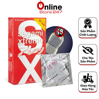 Bao Cao Su Sagami Extreme Feel Long, Bcs Siêu Mỏng 0.01mm, Gân Gai Dọc Thân, Nhiều Gel Bôi Trơn -10C