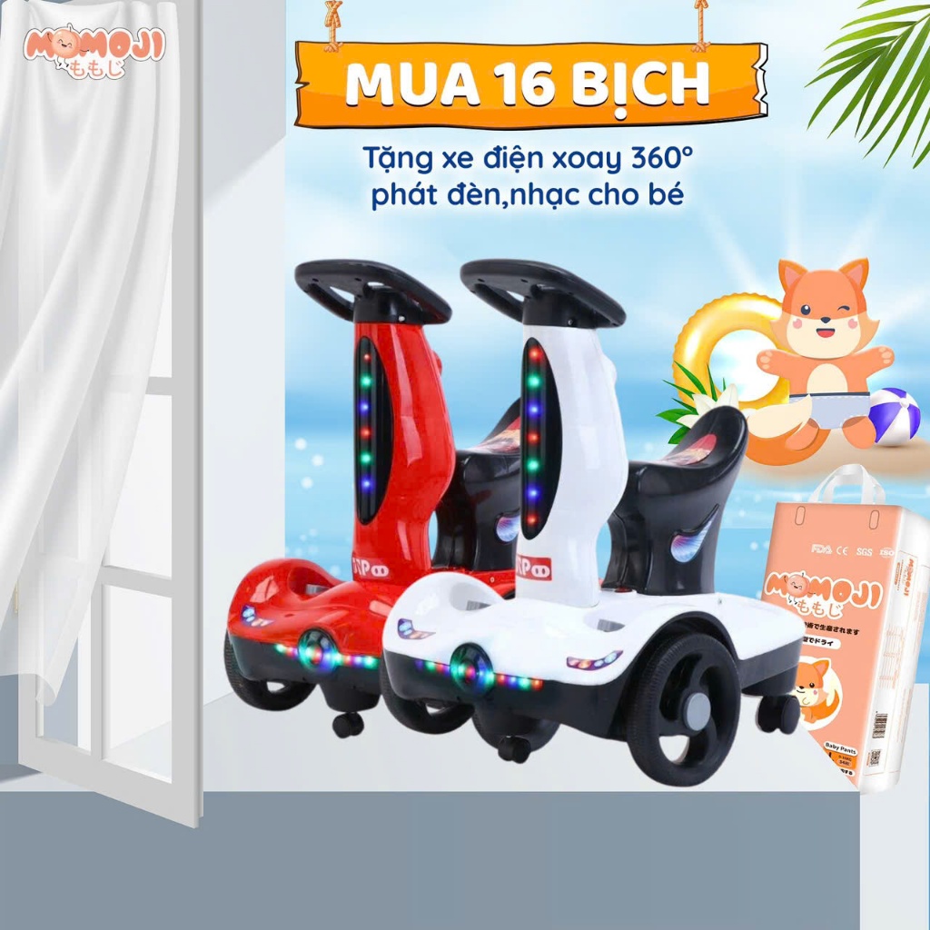 ( Quà xe điện xoay 360) Combo 16 bịch Tã/Bỉm Momoji exxtra cao cấp