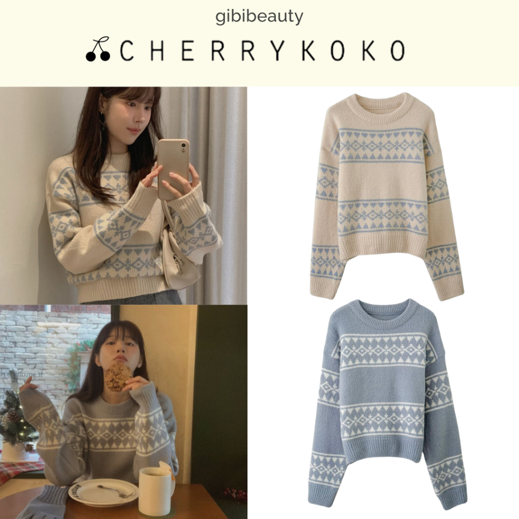 [D215] Áo len CHERRYKOKO Pie Jacquard Knit