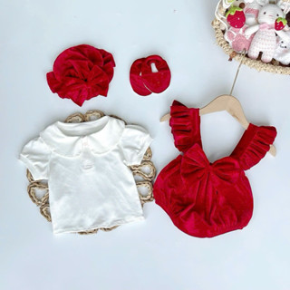 Set body cho bé gái kèm turban và giày vải chất liệu mềm mát ⚡ FREESHIP ⚡ Bodysuit cho bé gái sơ sinh dâu nhí dễ thương