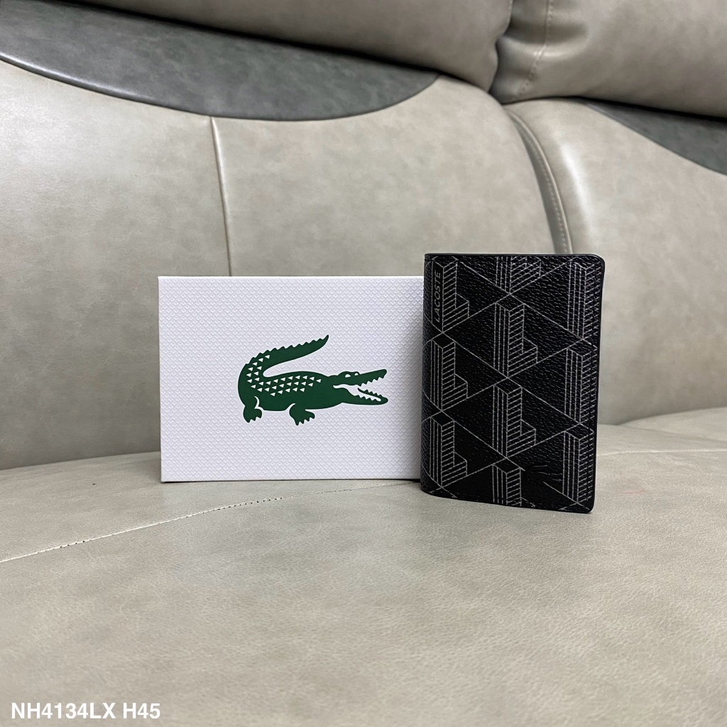 [Chính hãng] Ví đựng thẻ Lacoste họa tiết monogram màu đen NH4134LX H45 Authentic