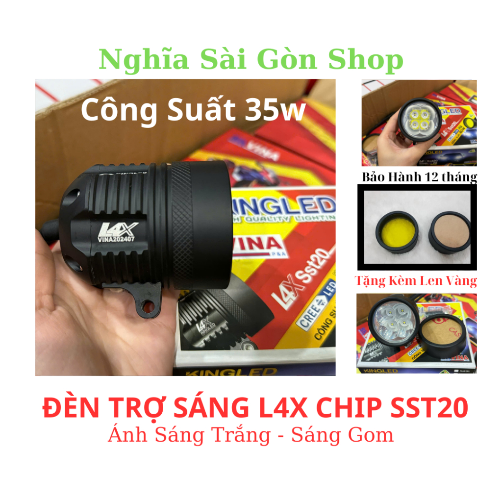 Đèn trợ sáng L4x chip Sst20  công suất 35W chống nước