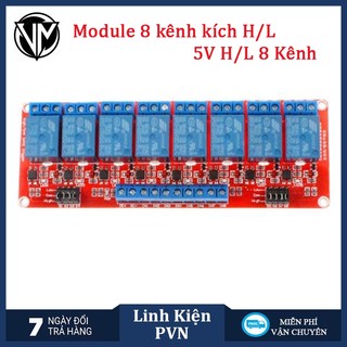 Module Relay 5V/12V 8 kênh có cách ly opto, tùy chọn mức kích High/Low 10A