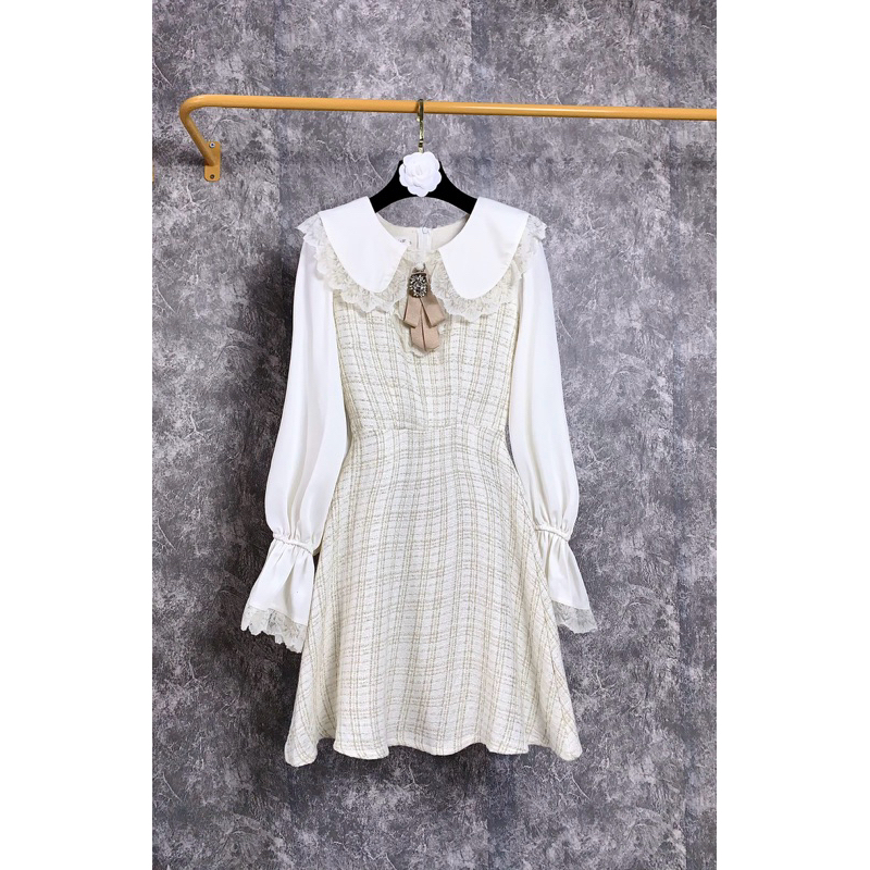 Đầm dạ phối siêu xinh size M ảnh thật