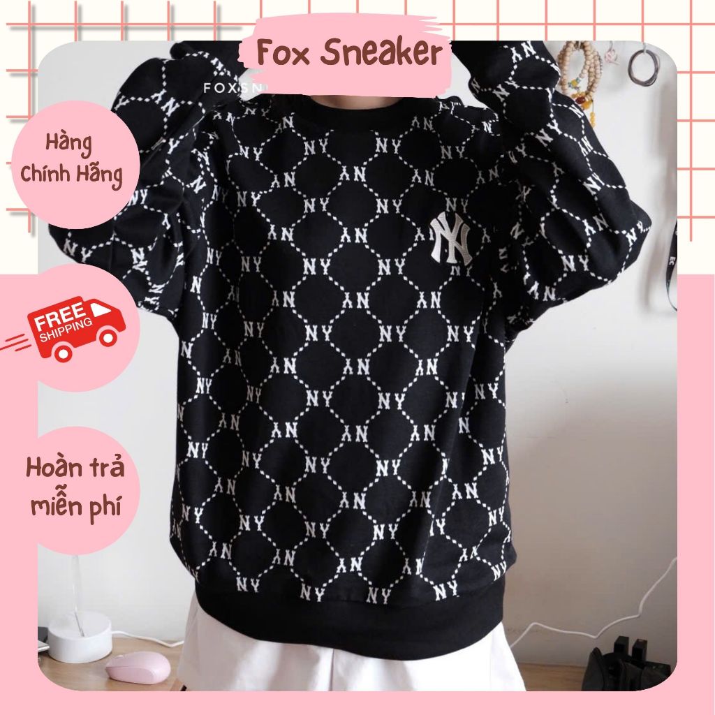 Áo Sweater MLB NY Mono SS24 Hàng Chính Hãng Màu Đen | Fox Sneaker