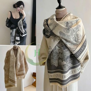 Khăn Choàng Cổ Dạ Len Cao Cấp, Áo Khoác Mùa Đông Dày Dài Ấm Áp, Hai Mặt, Sang Trọng, Size 185x65CM