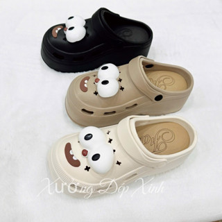  Dép sandal nữ đế cao Sục cross nữ đế độn 6,5cm hoạ tiết ngộ nghĩnh dễ phối đồ 