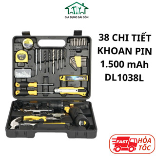 Bộ Dụng Cụ Máy Khoan Bắt Vít Deli Cao Cấp 38 Chi Tiết Tiện Dụng Dùng Cho Gia Đình, Thi Công DL1038L
