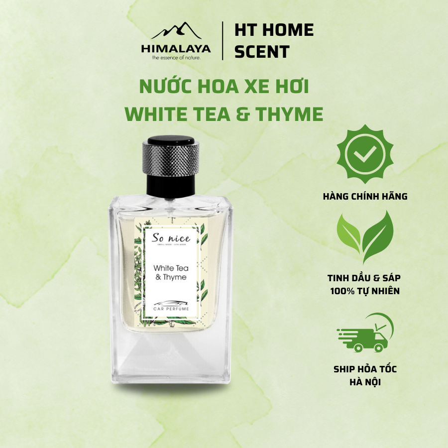 Nước hoa xe hơi So Nice White tea & Thyme hương thơm mát nhẹ, Nhơcs hoa ô tô chính hãng cao cấp