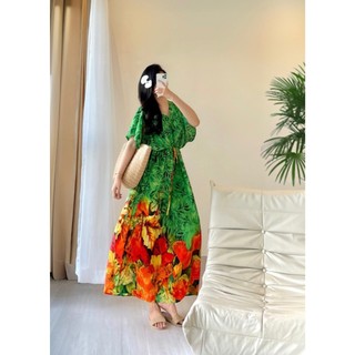 🌸 Đầm Maxi Họa Tiết Tay Cánh Dơi A1293 🌸