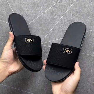 (Khâu Quai )Dép Nam Quai Ngang Da Sít Cao Cấp Bản Quai Khâu Logo Bò Rừng – Đế 2 Lớp Chống Trơn – B H 6 Tháng