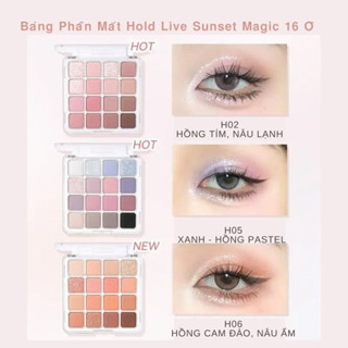 Bảng phấn mắt 16 ô HOLD LIVE Sunset Magic Eyeshadow hấp lánh ánh nhũ lì