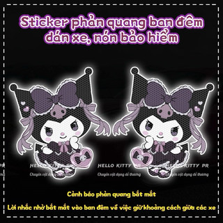 STICKER KUROMI dán xe, nón bảo hiểm phản quang ban đêm