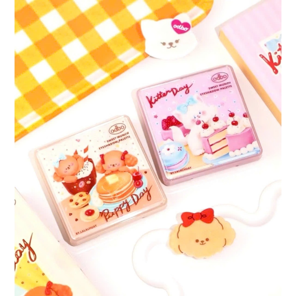 [ODBO] Bảng Phấn Mắt 9 Ô Odbo Kitten Day & Puppy Day Mèo & Cún Con Tặng Kèm Kẹp Tóc Sweet Munch 9g