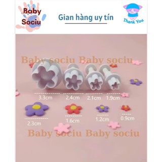 Sét 4 khuôn nhấn hình hoa các loại sử dụng tạo hình đất sét, trang trí bánh kem,diy