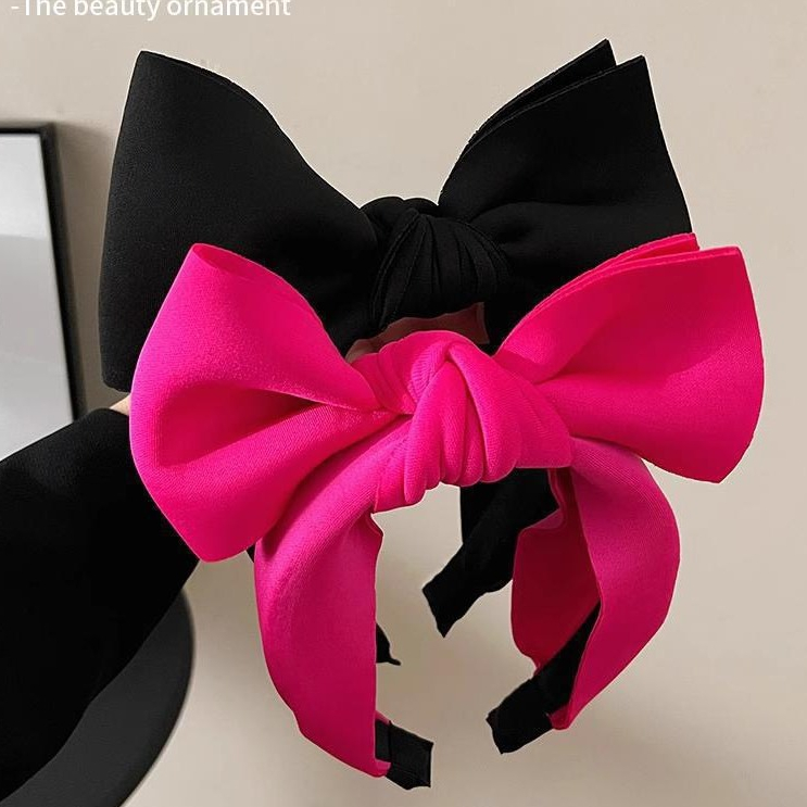 CK31 Cài tóc nữ cài tóc cao cấp nơ ba chiều 3D màu trơn phong cách sang trọng nơ black pink
