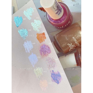 Set cồn loang sữa nhũ phản quang Qingyou 12 màu hiệu ứng xinh Nguyễn Thúy Hà