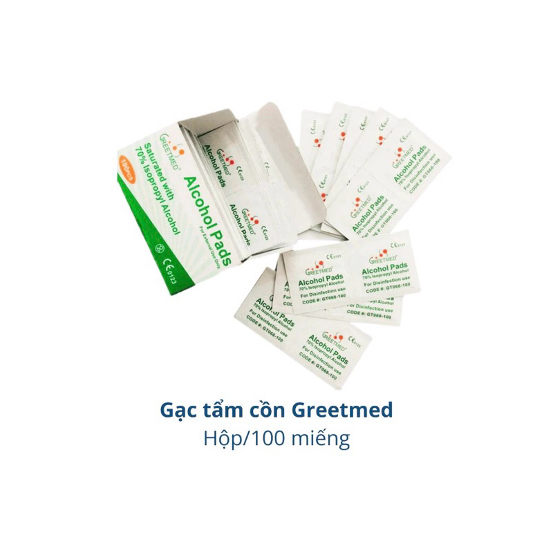 Gạc tẩm cồn Alcohol Pads 100 miếng Greetmed, Sintrue, PT medical