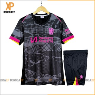 Quần Áo Đá Bóng Chelsea Đen Hồng 2024, Đồ Đá Banh Vải Mè Cao Cấp