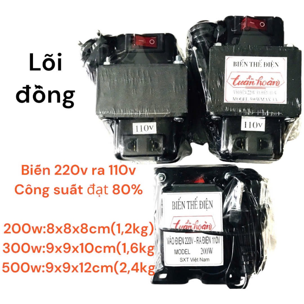 Biến thế đổi điện 220v ra 110v, bộ chuyển đổi điện áp 220v qua 110v dùn đồ nhật
