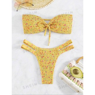 ( ORDER SHEIN ) BITING SET - Bikini quây cột dây vải hoa dễ thương Y2K