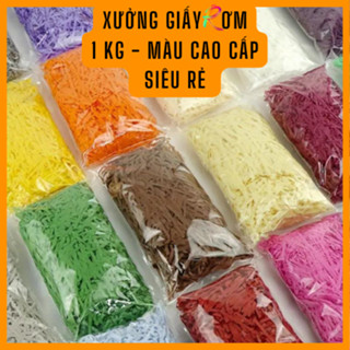 [1KG MÀU CAO CẤP] Giấy rơm, Giấy vụn cắt sợi lót hộp quà, Giấy chống sốc nhiều màu, sợi 2mm mỏng nhẹ