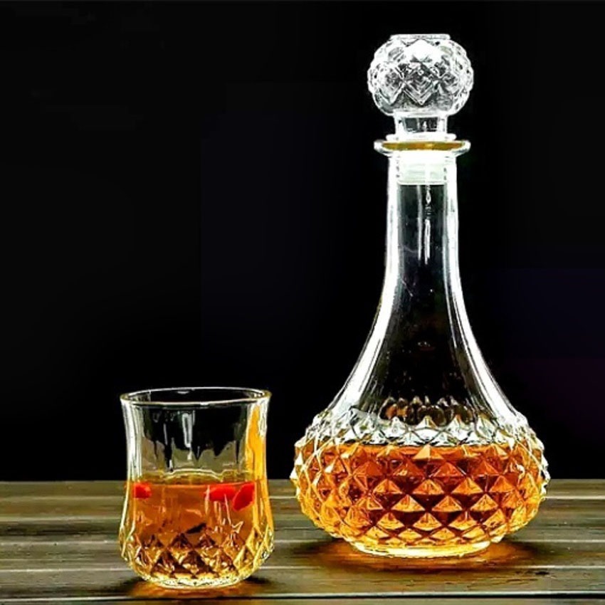 [ THANH LÝ DỌN KHO ] Vỏ Chai Thủy Tinh Đựng Rượu 750ml, Bình Ngâm Rượu Dáng Pha Lê Sang Trọng, CTT-01