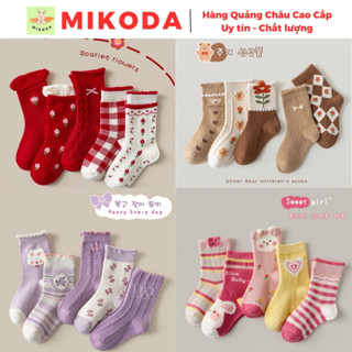 Sét 5 đôi tất trẻ em MIKODA Tất cho bé gái bé trai Minliu cao cổ dày dặn giữ ấm chân 1 - 12 tuổi TA4