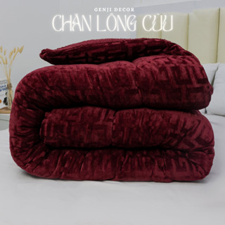 Chăn lông cừu Genji Decor, chăn chữ vạn cao cấp dày 3 lớp trọng lượng 3,3kg kích thước 2m2x2m