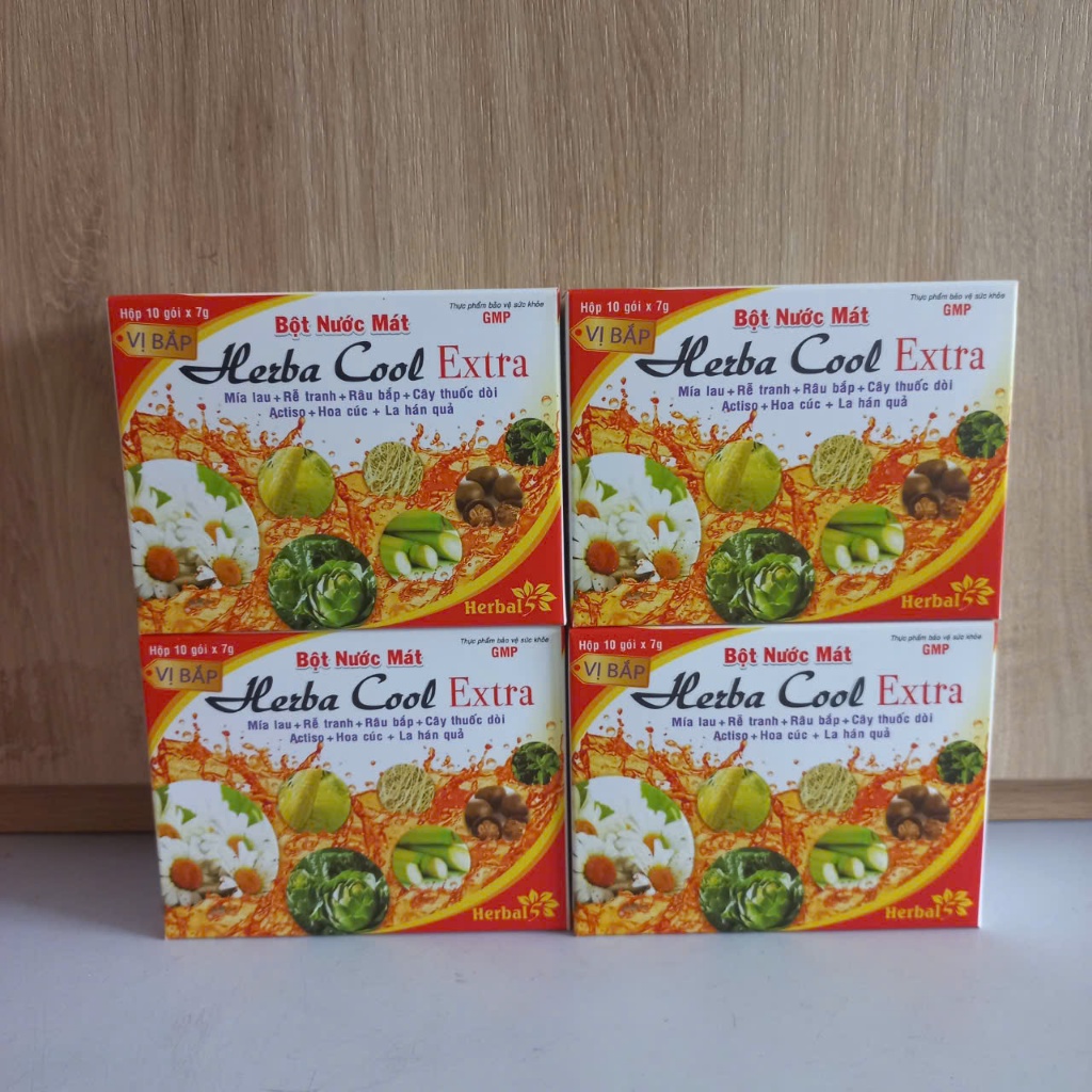 (1 hộp) Bột nước mát Herba Cool Extra vị bắp Hộp 10 gói - Hỗ trợ thanh nhiệt, tiểu buốt, rôm sảy