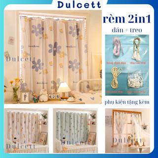 Rèm cửa dán+ treo tường chống nắng, rèm cửa trang trí cửa sổ 2 trong 1 vừa dán vừa treo