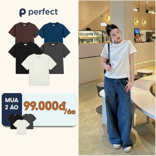 Áo thun baby tee trơn premium Perfect vải cotton 2C 250gsm cao cấp, ôm dáng chuẩn size dày dặn