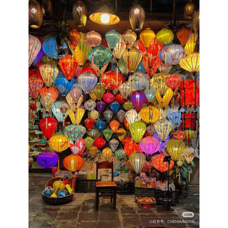 Đèn lồng vải phi 3D hội an vietnames lanterns (30,40,45cm) chuyên trang trí trung thu treo tết