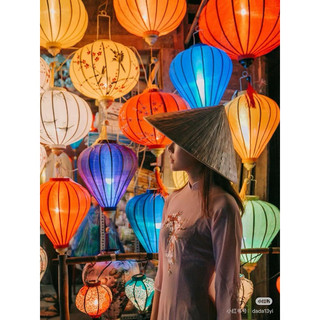 Đèn lồng vải phi 3D hội an vietnames lanterns (30,40,45cm) chuyên trang trí trung thu treo tết
