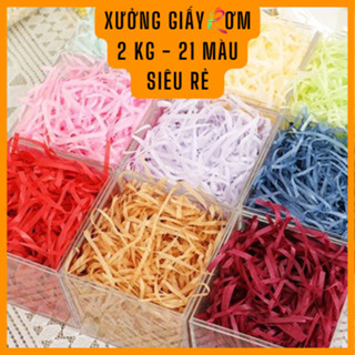 [2KG - SIÊU RẺ] Giấy rơm, Giấy vụn cắt sợi lót hộp quà, Giấy chống sốc nhiều màu, sợi 2mm mỏng nhẹ