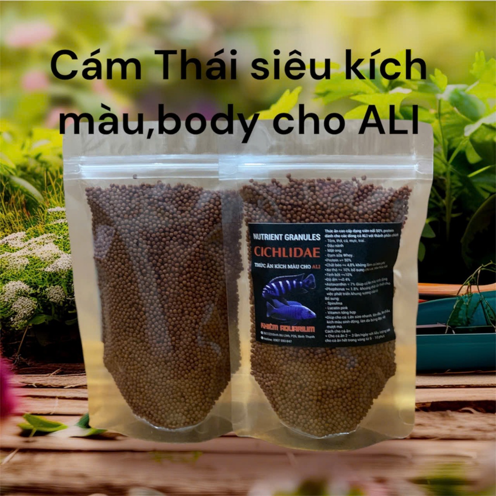 Thức ăn ALI THÁI cho ALI bổ sung dinh dưỡng tự nhiên cho ALI giúp lên màu, tăng trưởng Body Gói 500g