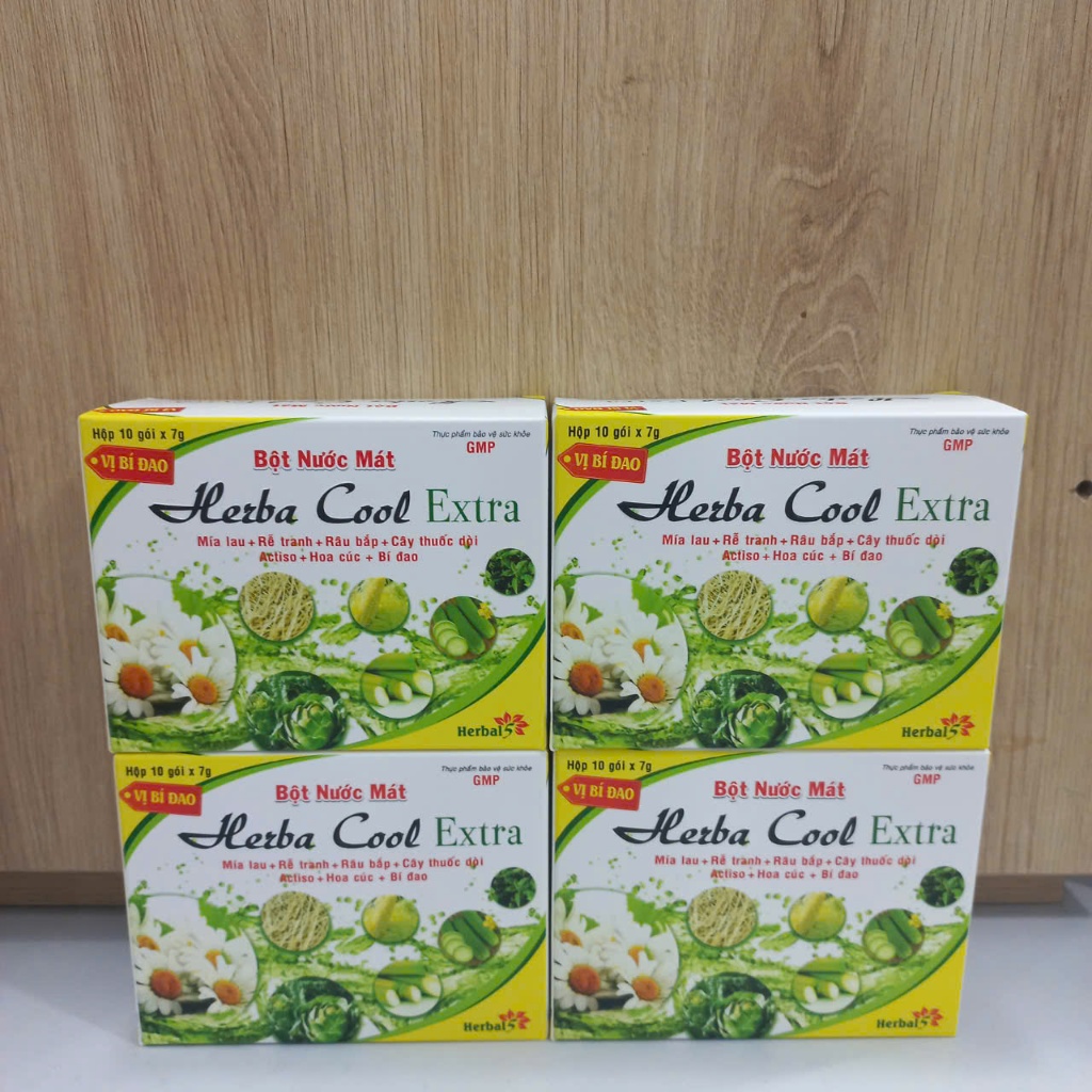 (1 hộp) Bột nước mát Herba Cool Extra vị bí đao Hộp 10 gói - Hỗ trợ thanh nhiệt, tiểu buốt, rôm sảy