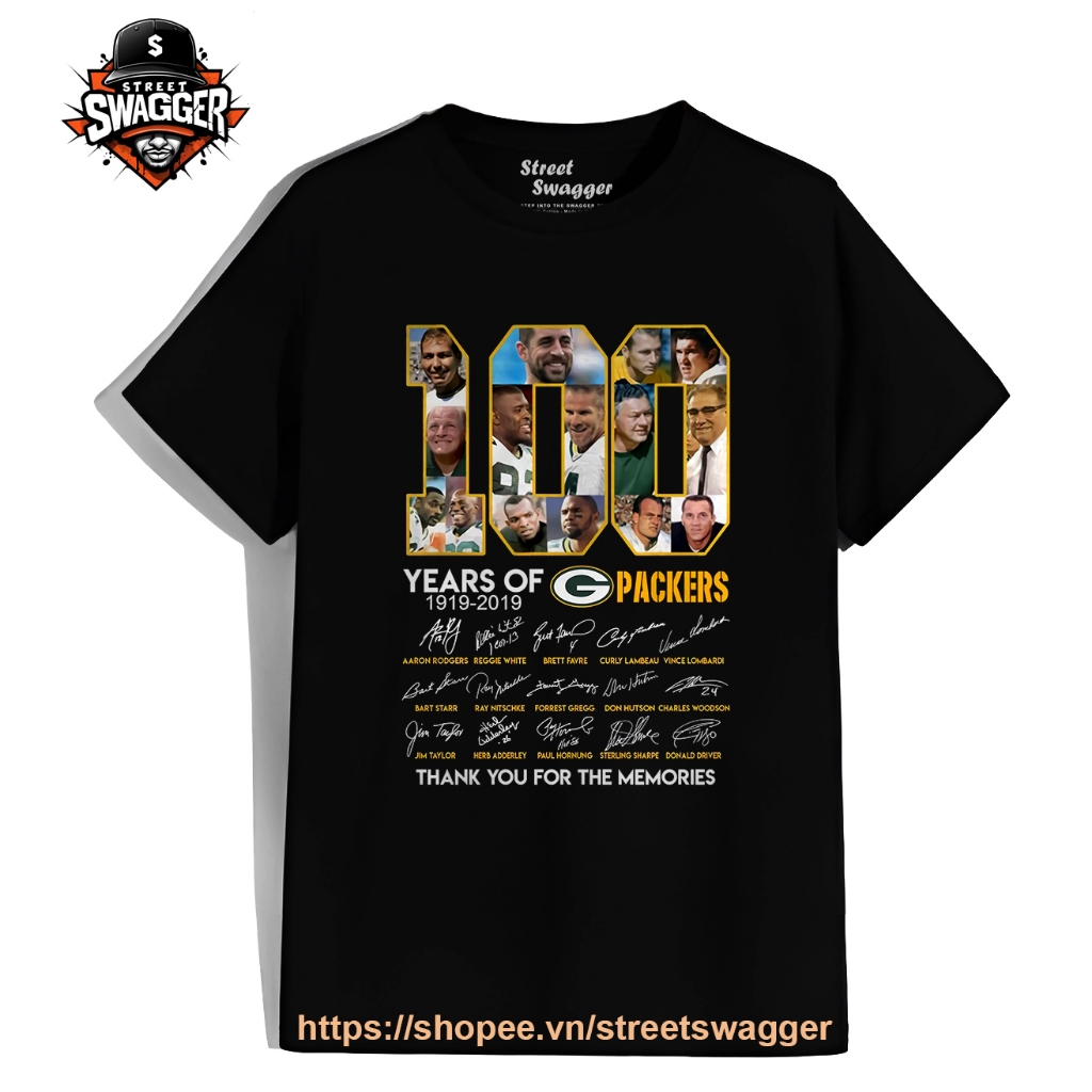 Áo thun Nam Nữ 100 years of Green Bay Packers thank you for the memories signature shirt Hoodie Tank
