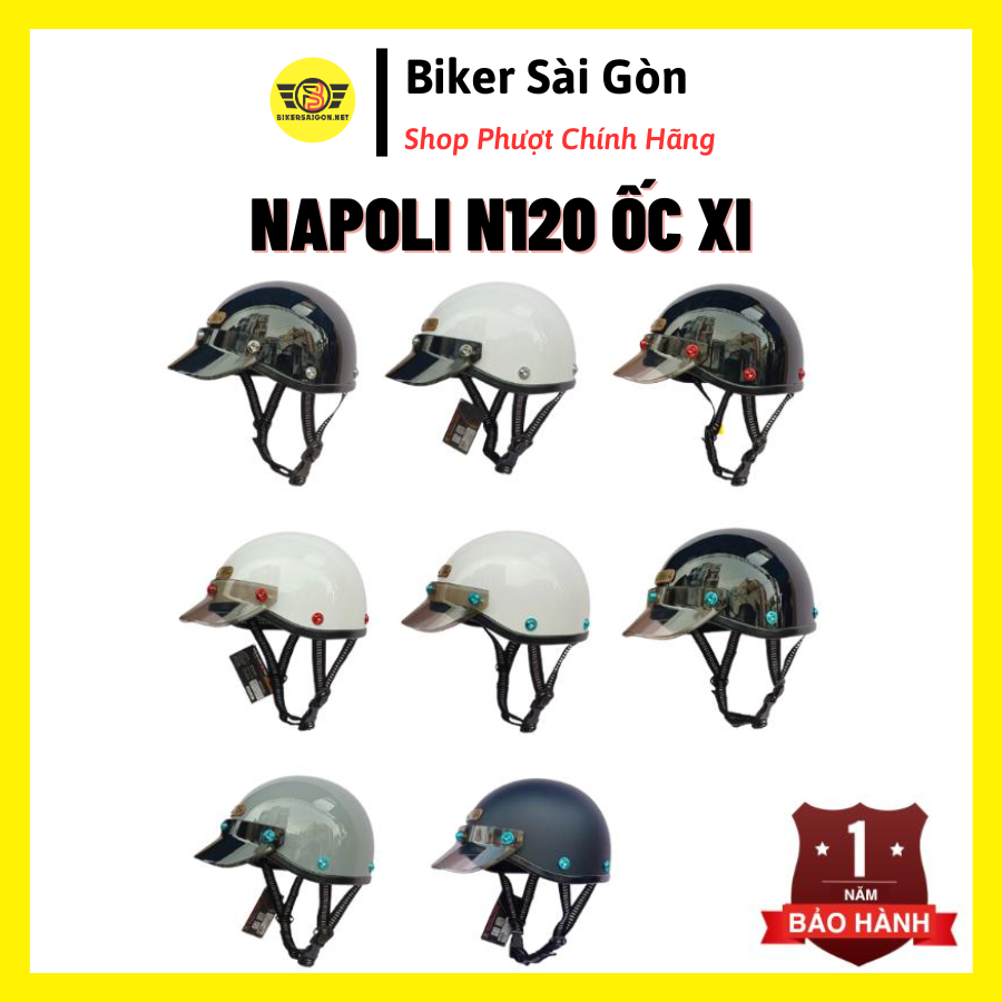Mũ Bảo Hiểm Napoli Nửa Đầu N120 N179 Retro Ốc Titan Xanh Phong Cách Nhật Bản - Biker Sài Gòn