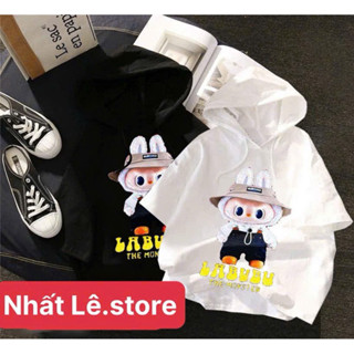  Áo Hoodie in hình labubu cho bé trai và bé gái thun cotton 4c mềm mịn size 10-58kg 