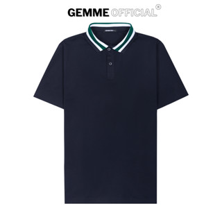 Áo thun polo big size CVC PREMIUM GEMME MEN xanh đen, bo cổ màu xanh trắng, chuẩn form, sang trọng, Big Size 55kg-150kg