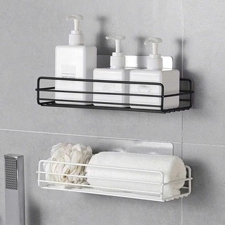 Kệ đa năng nhà tắm chữ nhật, đựng gia vị gắn tường, đựng đồ phòng ăn không rỉ kèm miếng dán siêu chắc