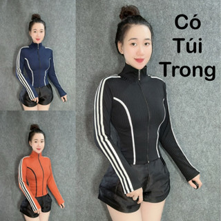 Áo Khoác Ủ Kem Cổ Lọ Viền Sọc Tay CÓ TÚI TRONG MÃ E20, áo Khoác ủ ke